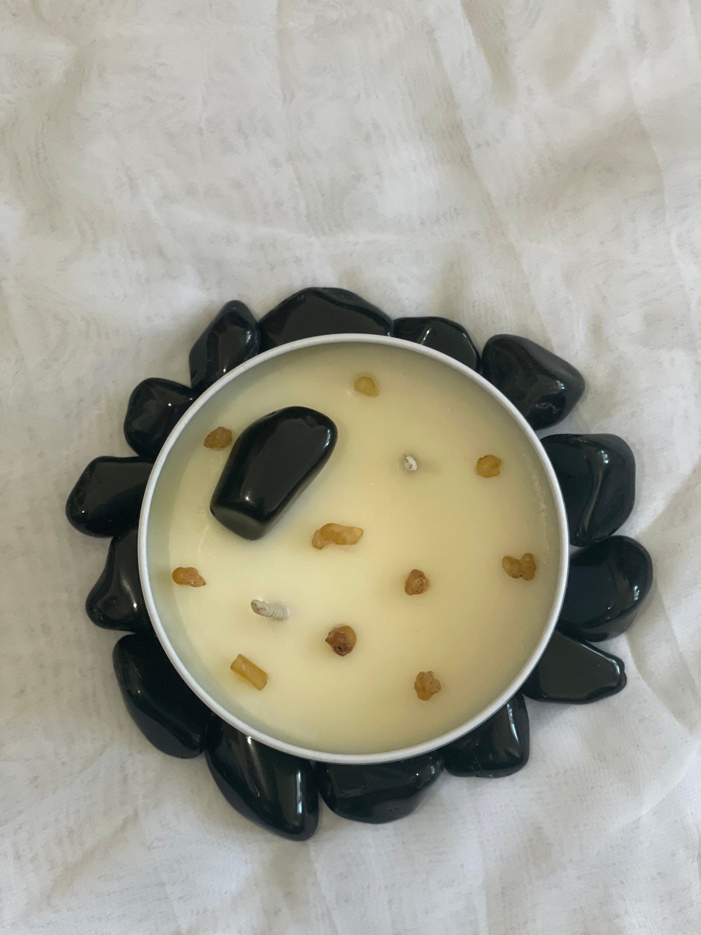 Ward Off Shield Frankincense Black Obsidian Candle