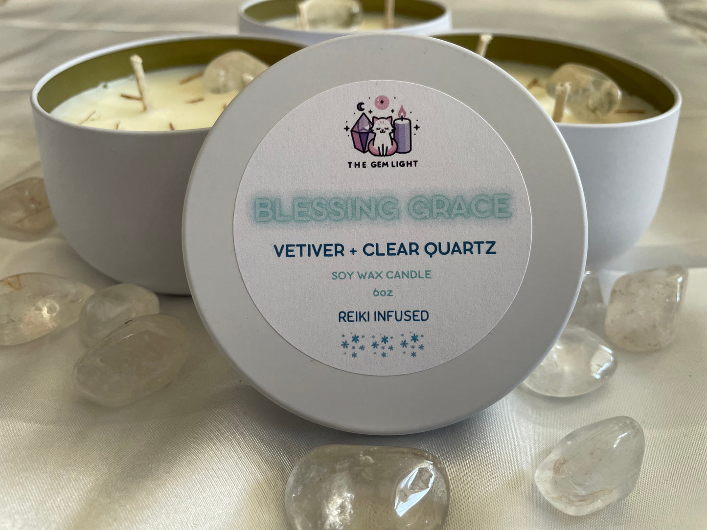 Blessing Grace Vetiver Clear Quartz Blessings Candle